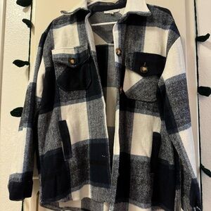 Chic Black and White Checkered Jacket